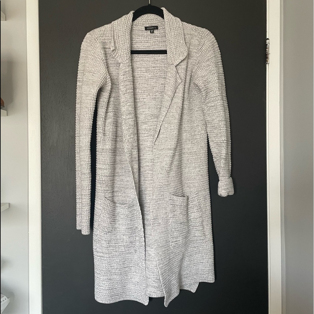 Dynamite Grey Knit Long Cardigan - Size XS
